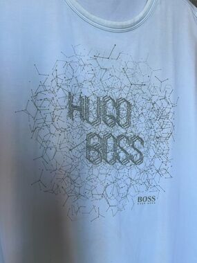 Hugo Boss White Tee with Silver Geometric Logo